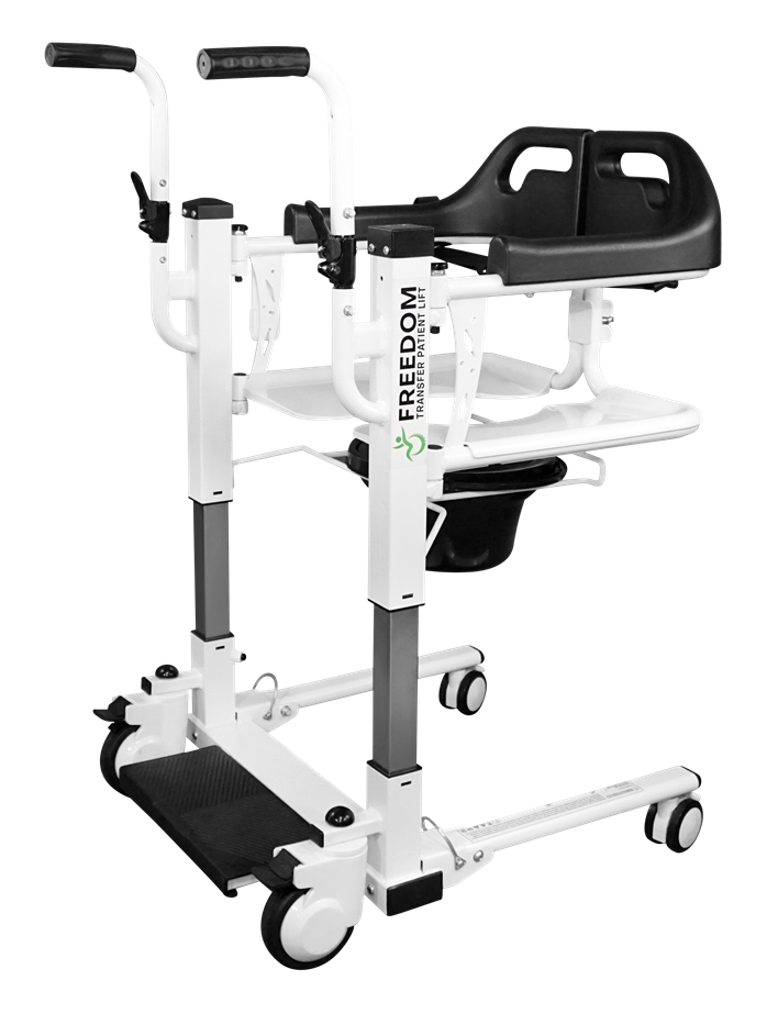 Mobile Patient Lift side profile - a motorized patient chair lift against a white background