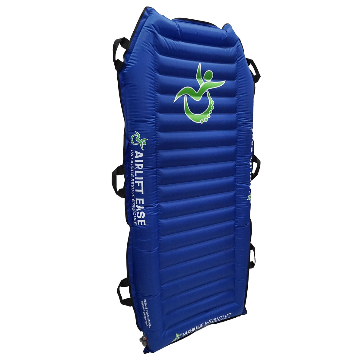 Angle view of the Airlift Ease Inflatable Portable Stretcher with Built-In Pump