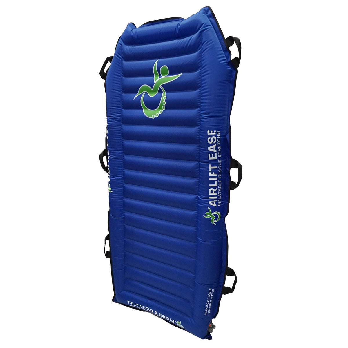Angle view of the Airlift Ease Inflatable Portable Stretcher with Built-In Pump