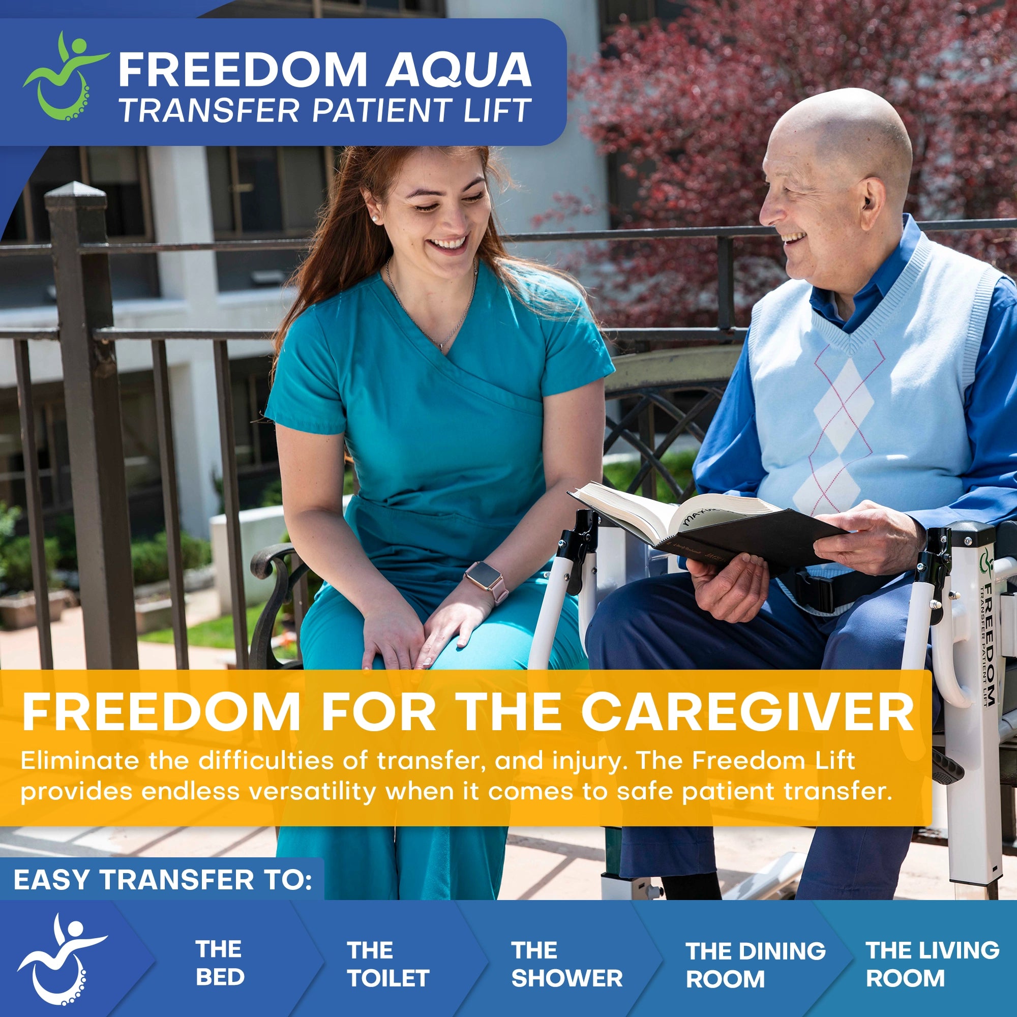 Freedom Aqua Waterproof Patient Lift - Sling Free Transfers