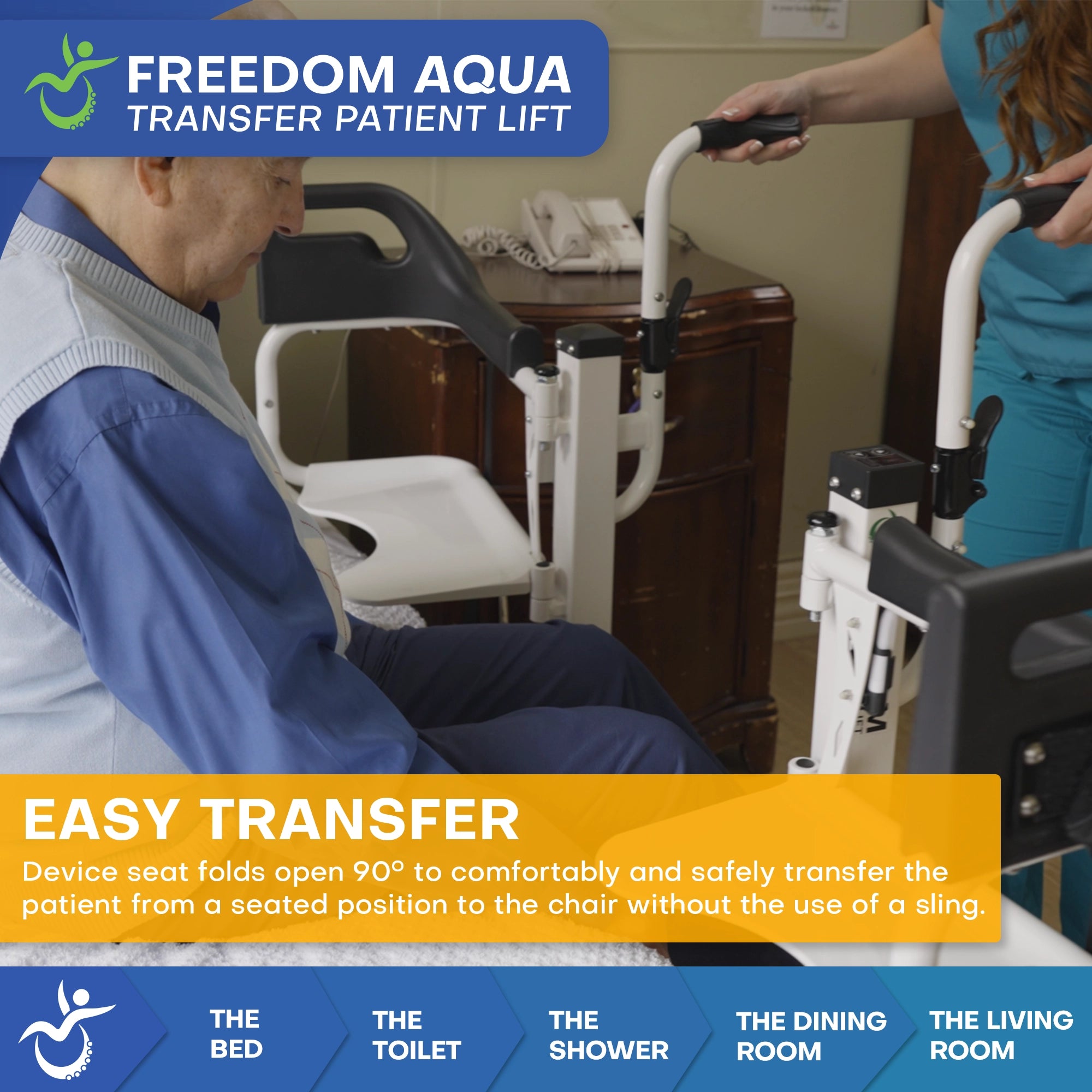 Freedom Aqua Waterproof Patient Lift - Sling Free Transfers