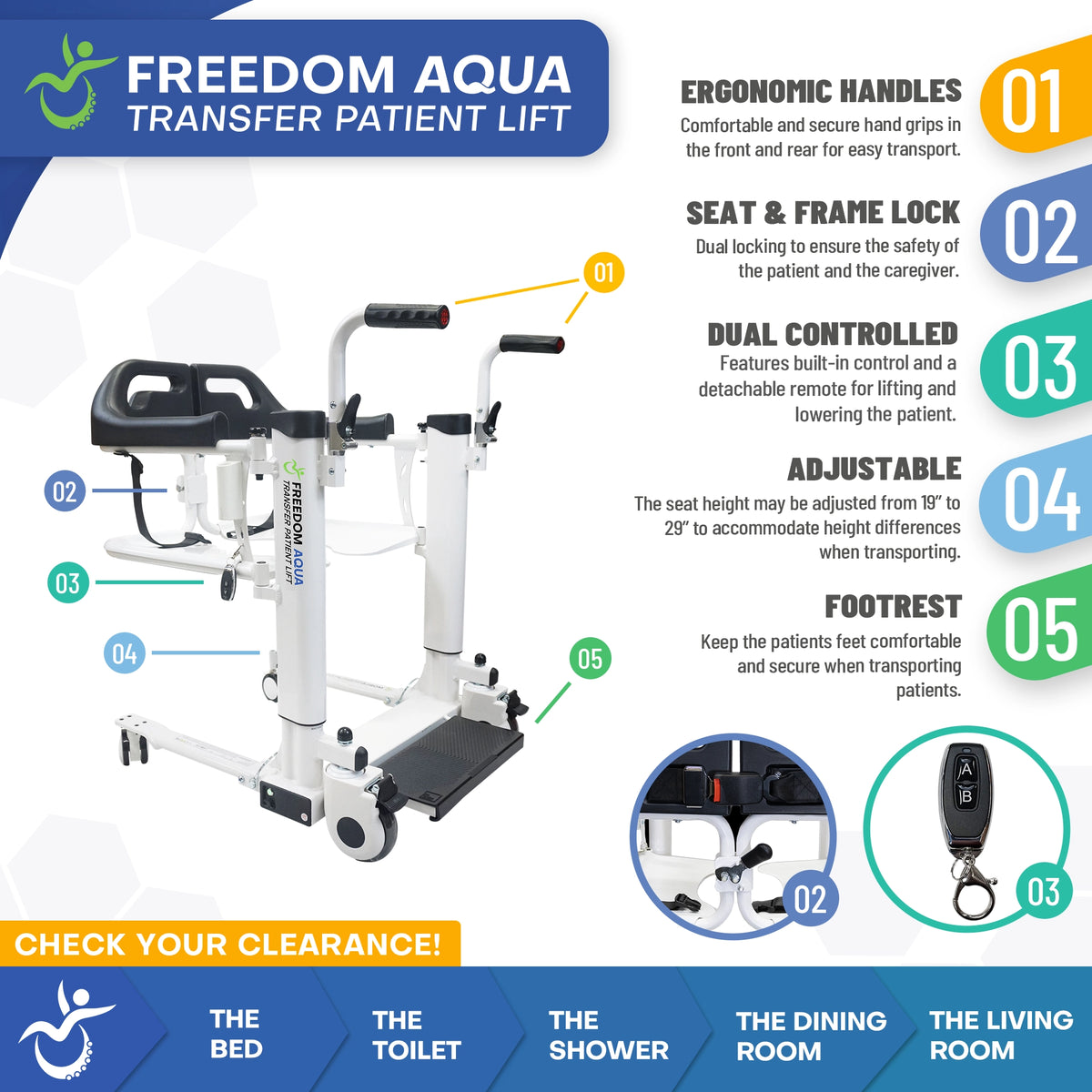 Freedom Aqua Waterproof Patient Lift - Sling Free Transfers