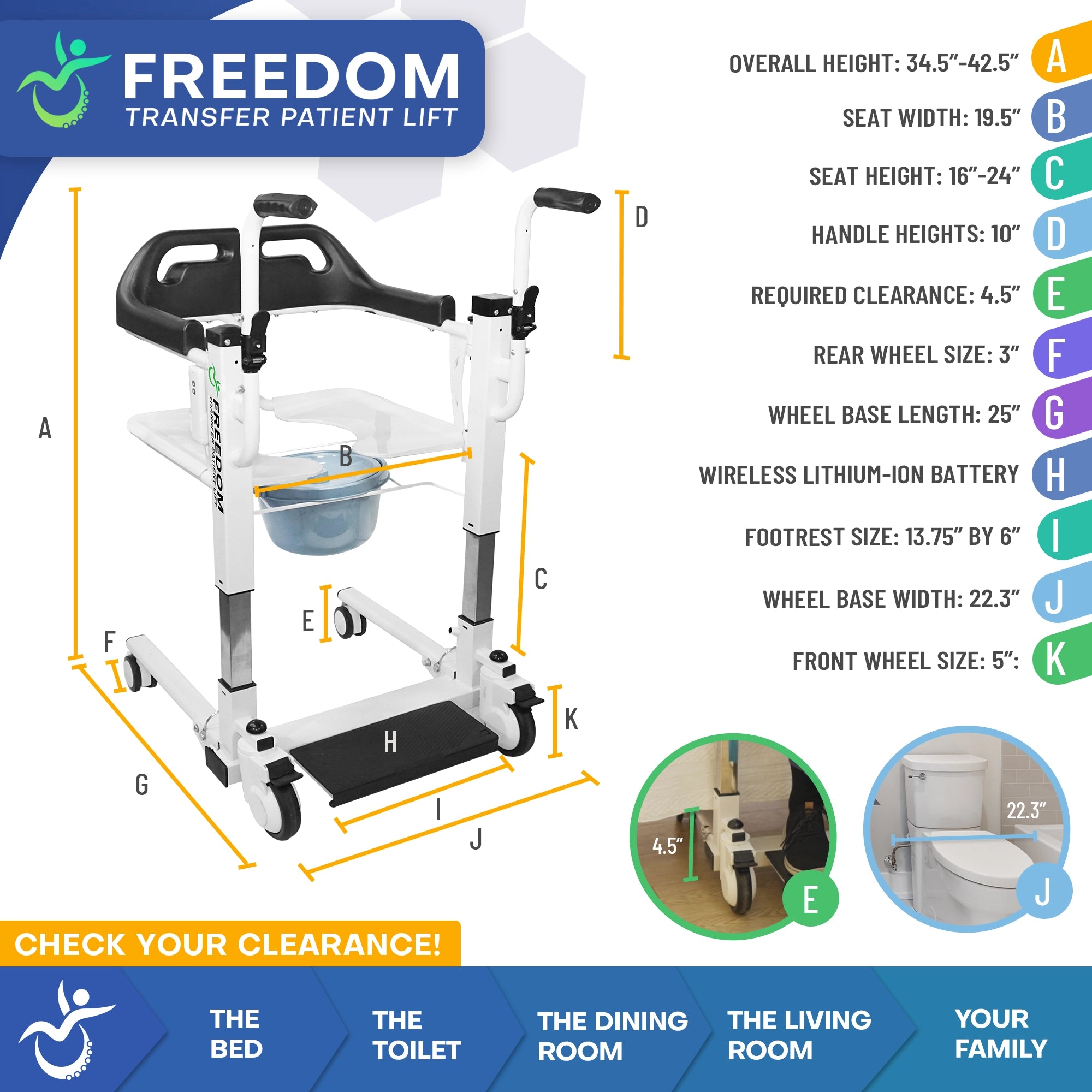 Electric patient lift - FreeSpan™ - Hill-Rom - on casters / free