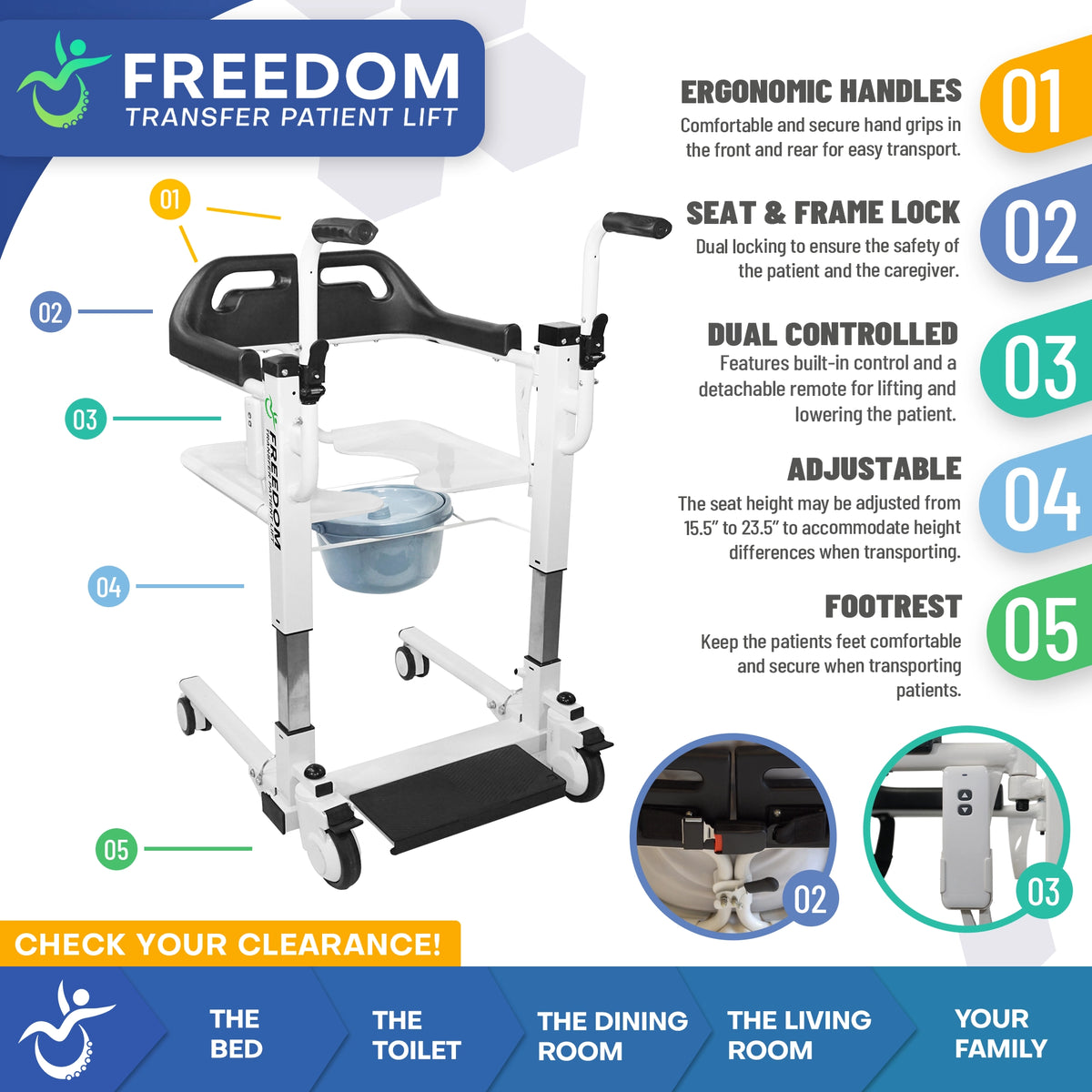 Freedom Transfer Patient Lift - Sling Free Transfers