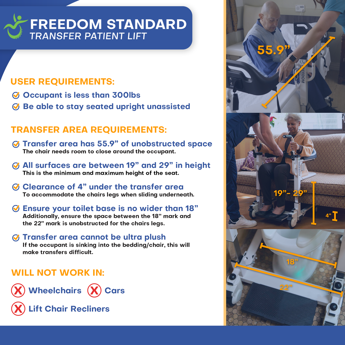 Freedom Transfer Patient Lift - Sling Free Transfers