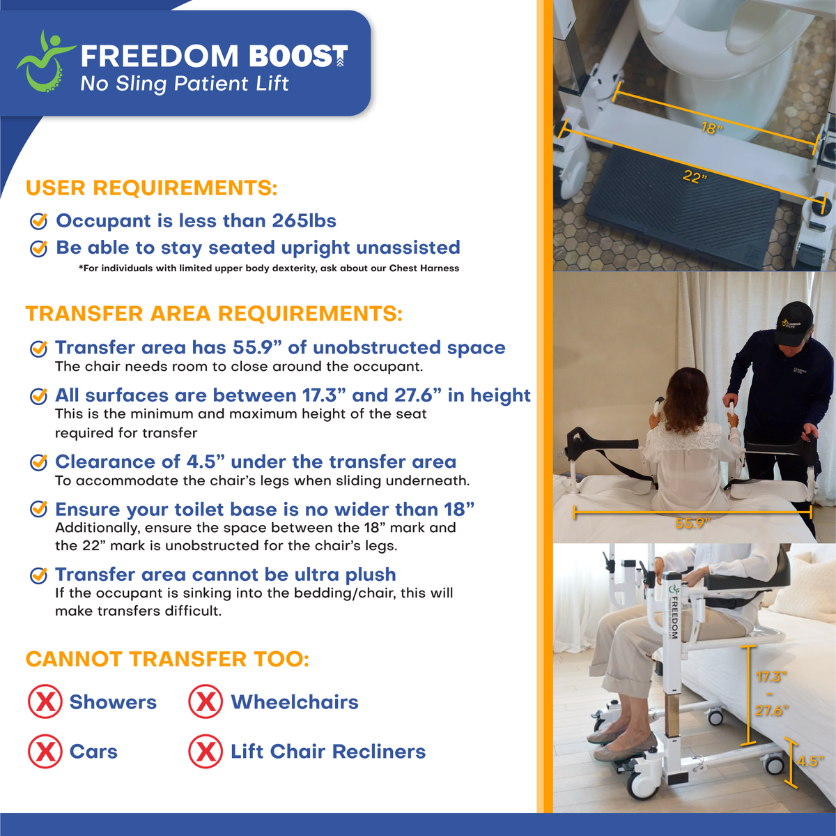 Freedom Boost Patient Transfer Lift – Sling Free Transfers