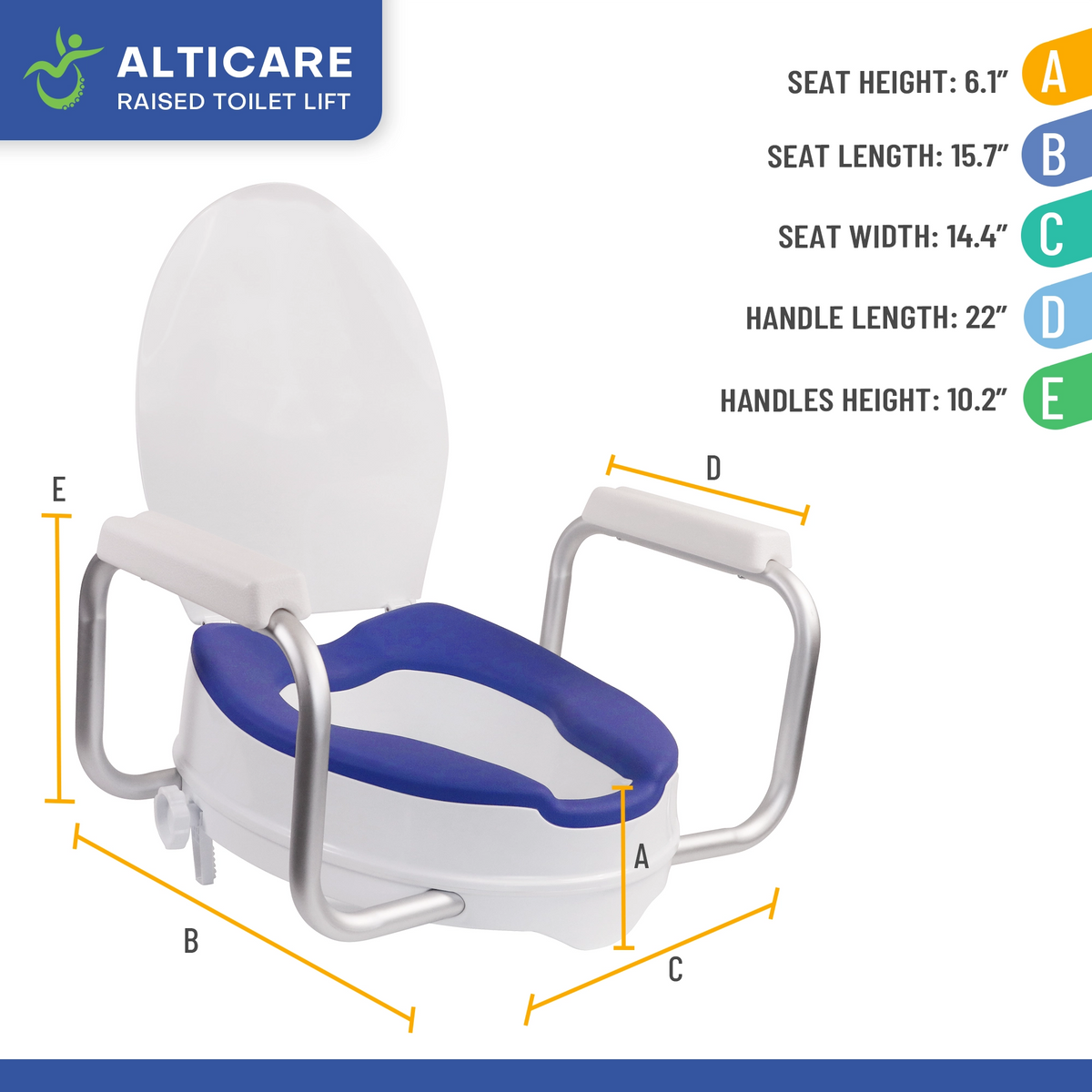 AltiCare 5” Raised Toilet Seat with Non-Slip Surface