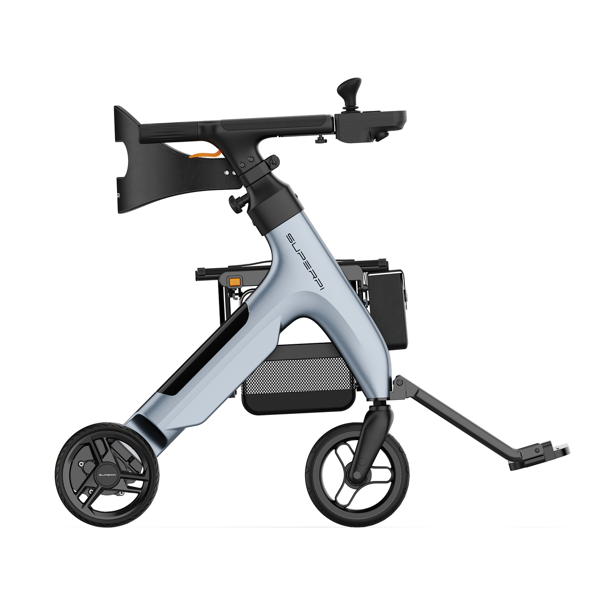 SuperPi W1 4-in-1 Electric Rollator Wheelchair, Red, Carbon Fiber, Power Assist Walker & Transport Chair, 265 lb Capacity, Folds in 1 Second