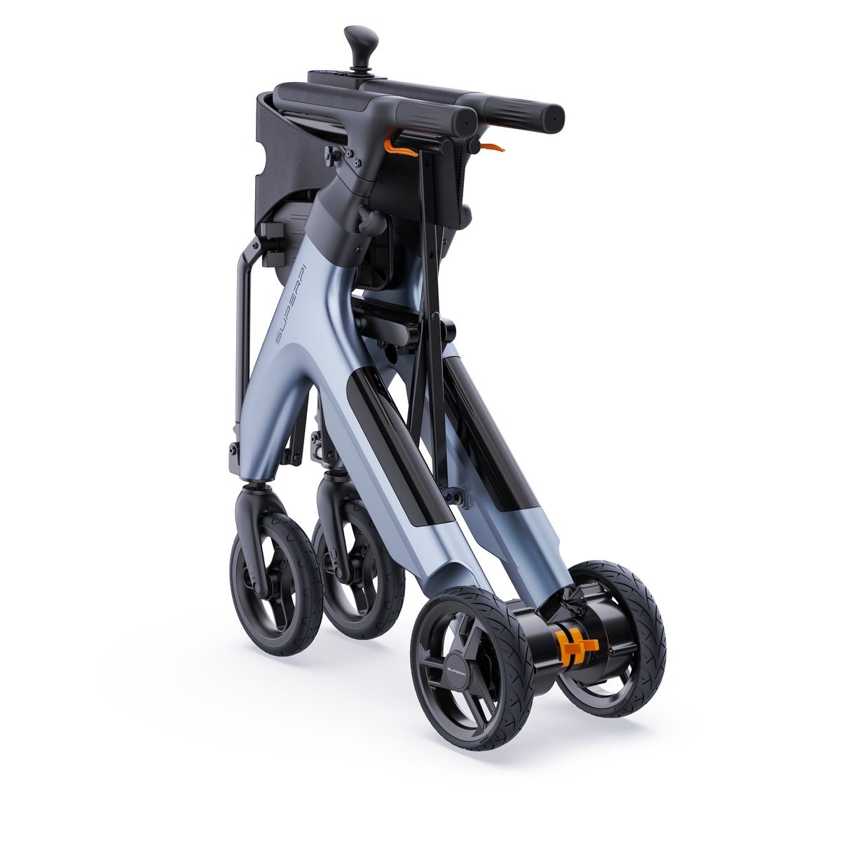 SuperPi W1 4-in-1 Electric Rollator Wheelchair, Red, Carbon Fiber, Power Assist Walker & Transport Chair, 265 lb Capacity, Folds in 1 Second