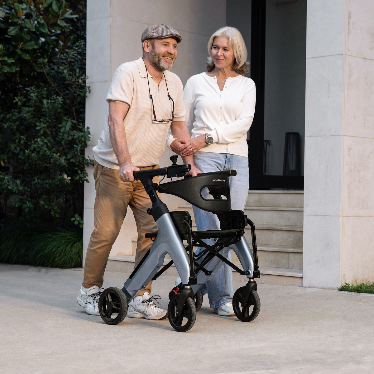 SuperPi W1 4-in-1 Electric Rollator Wheelchair, Red, Carbon Fiber, Power Assist Walker & Transport Chair, 265 lb Capacity, Folds in 1 Second